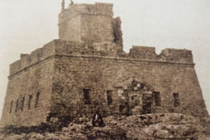 Reconstruction of the lost Marsalforn Tower in Gozo Malta, seventeenth century coastal defence fortification