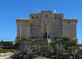 St Lucian Tower overlooking Marsaxlokk Bay in Malta, seventeenth century coastal defence fortification