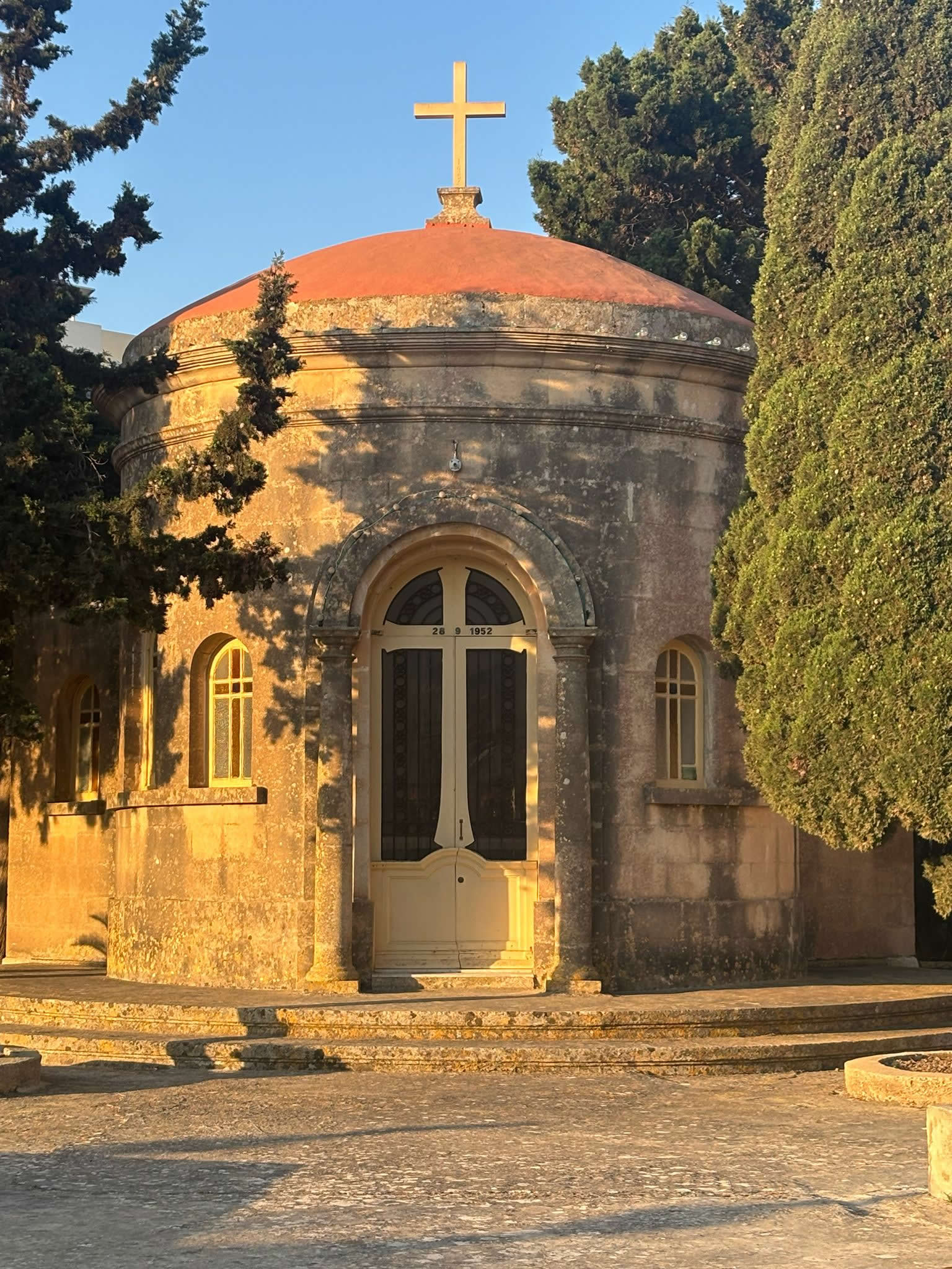 Dignified facade of Our Lady of Sorrows Chapel inside Dingli Cemetery