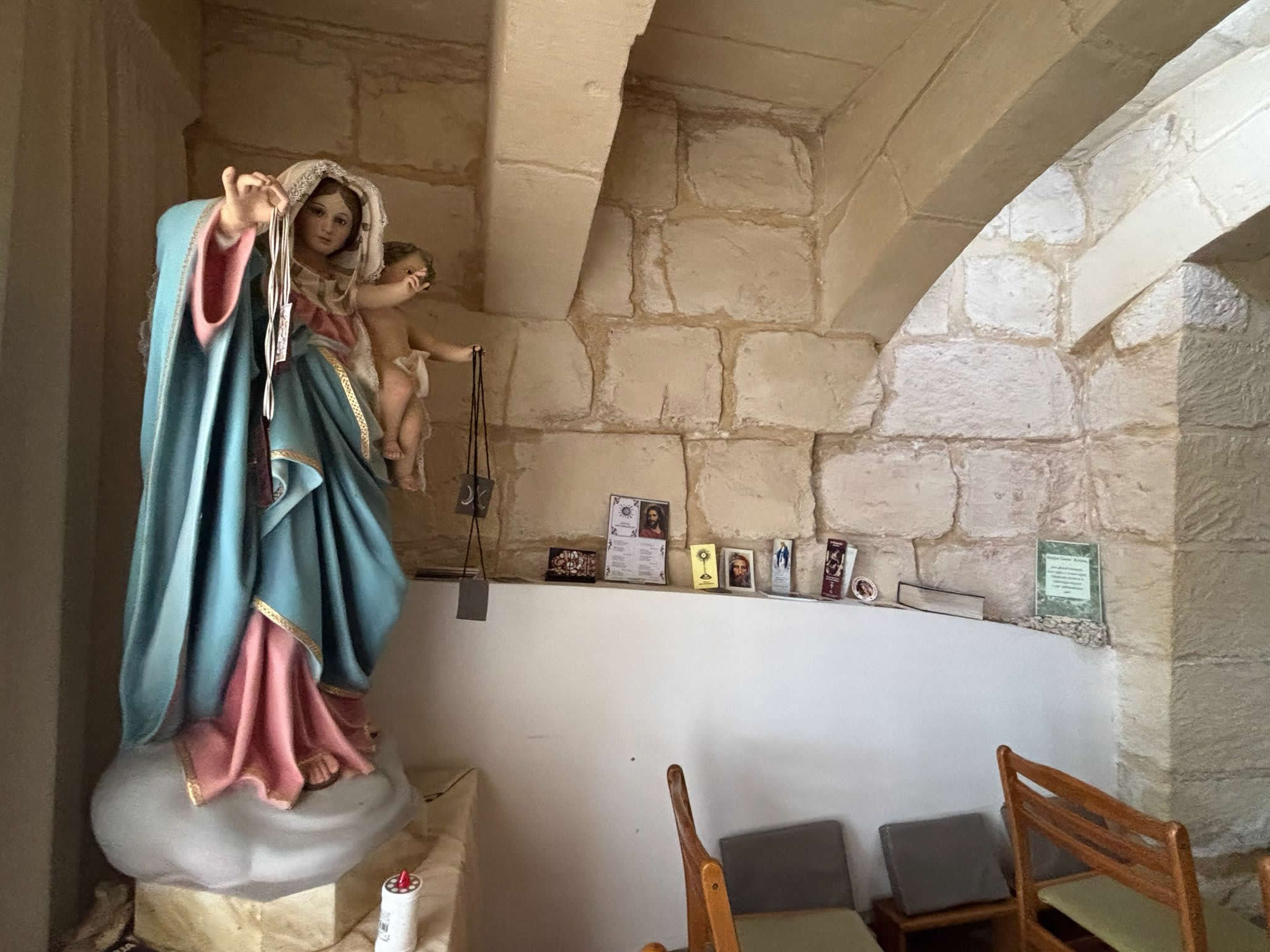 Mġarr Adoration Chapel Malta entrance and Eucharistic prayer chapel
