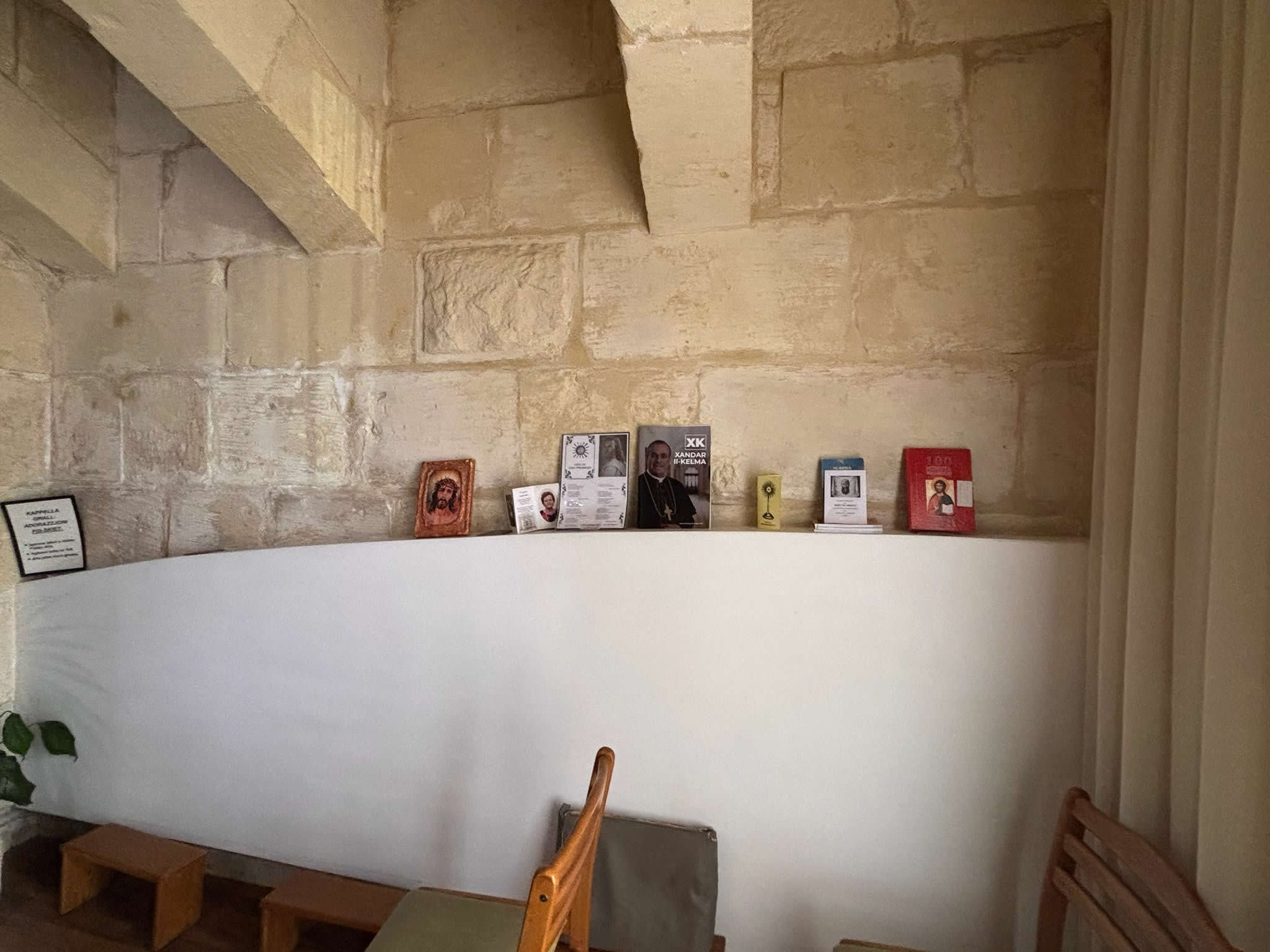 Mġarr Adoration Chapel Malta entrance and Eucharistic prayer chapel