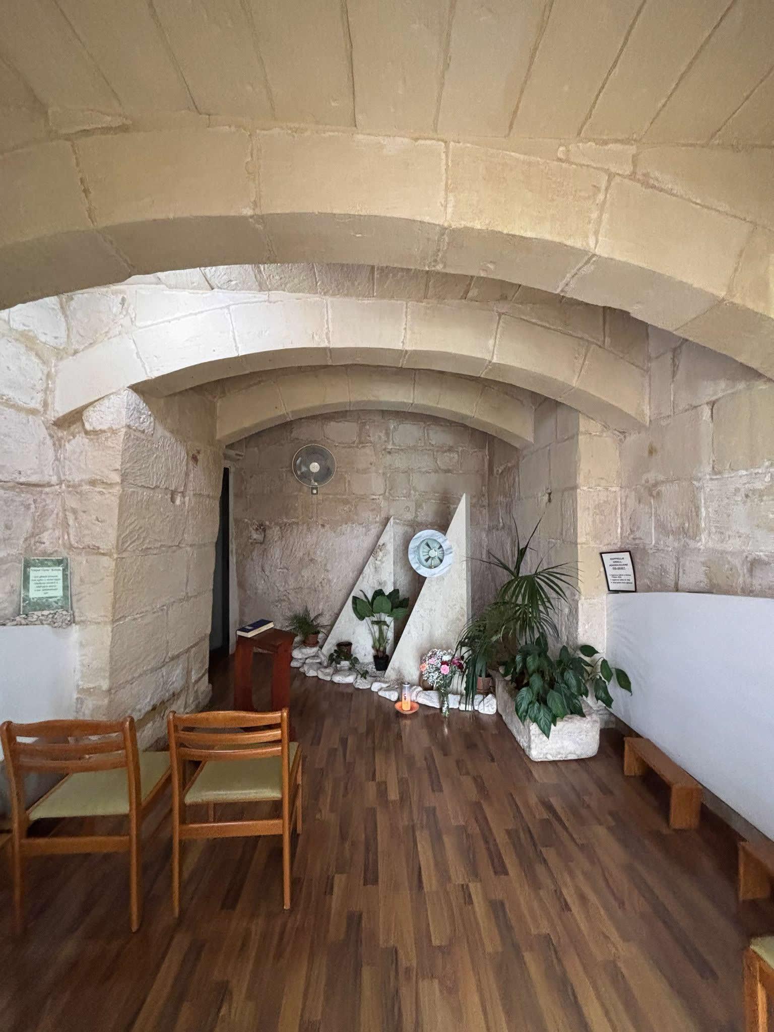 Mġarr Adoration Chapel Malta entrance and Eucharistic prayer chapel