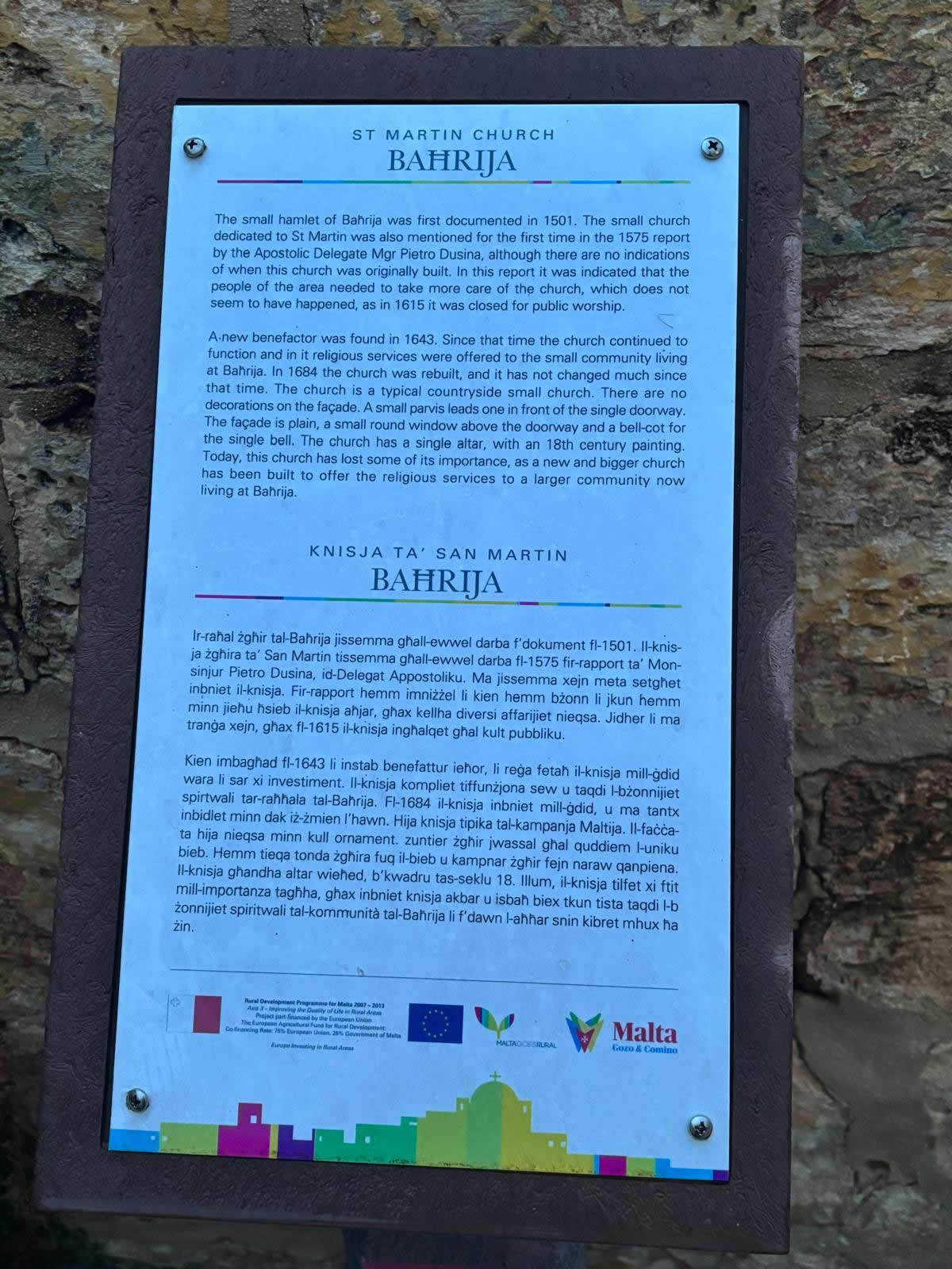 Il-Kappella ta’ San Martin (St Martin’s Chapel) in Baħrija, Malta