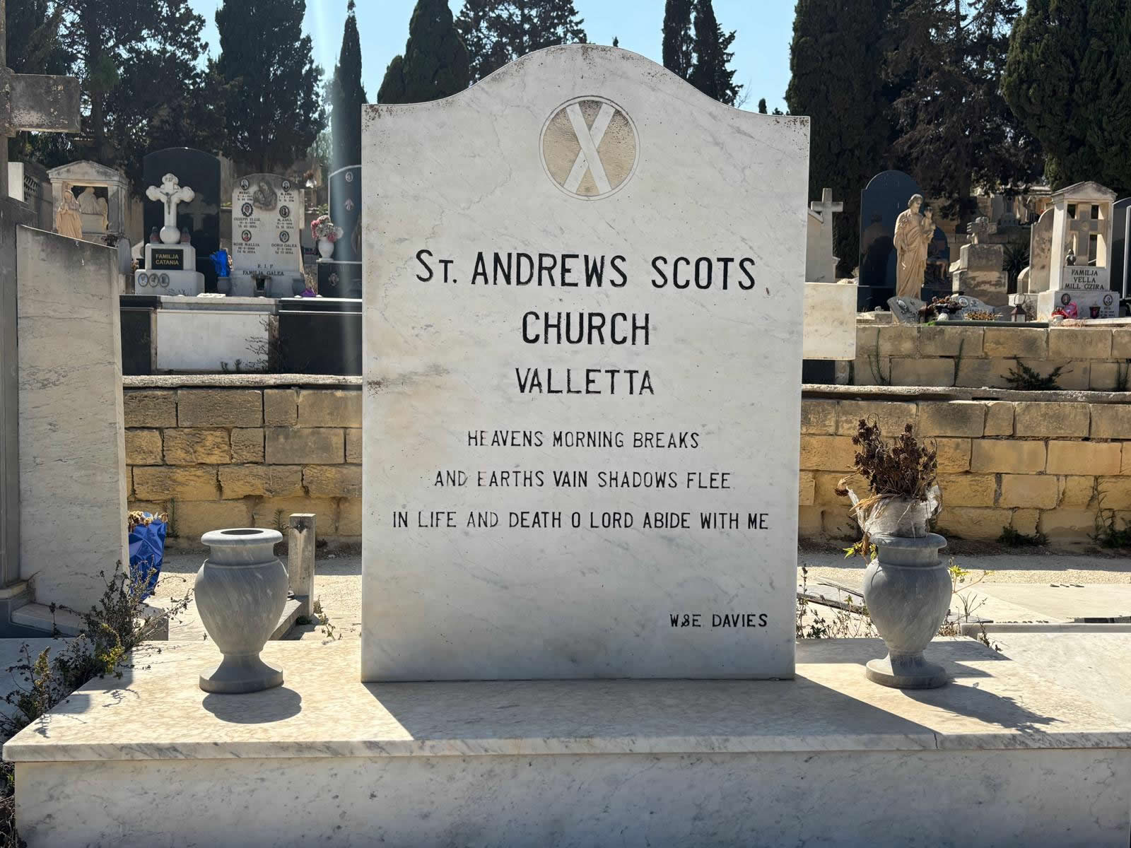 St Andrew’s Scots Church Valletta burial section in the Addolorata cemetery