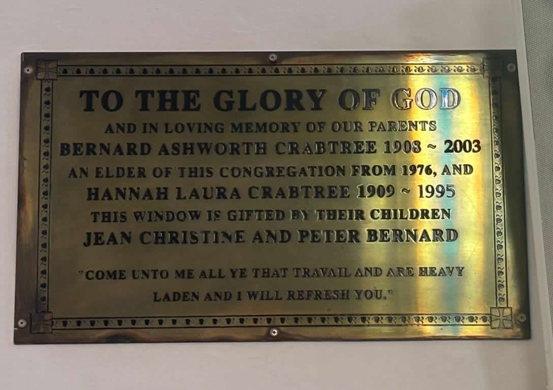 Bernard and Hannah Crabtree memorial plaque inside St Andrew’s Scots Church Valletta