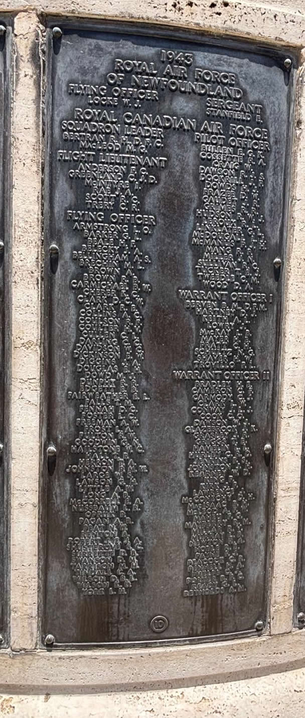 Malta Memorial Bronze Plaque 10 Commonwealth Airmen 1943