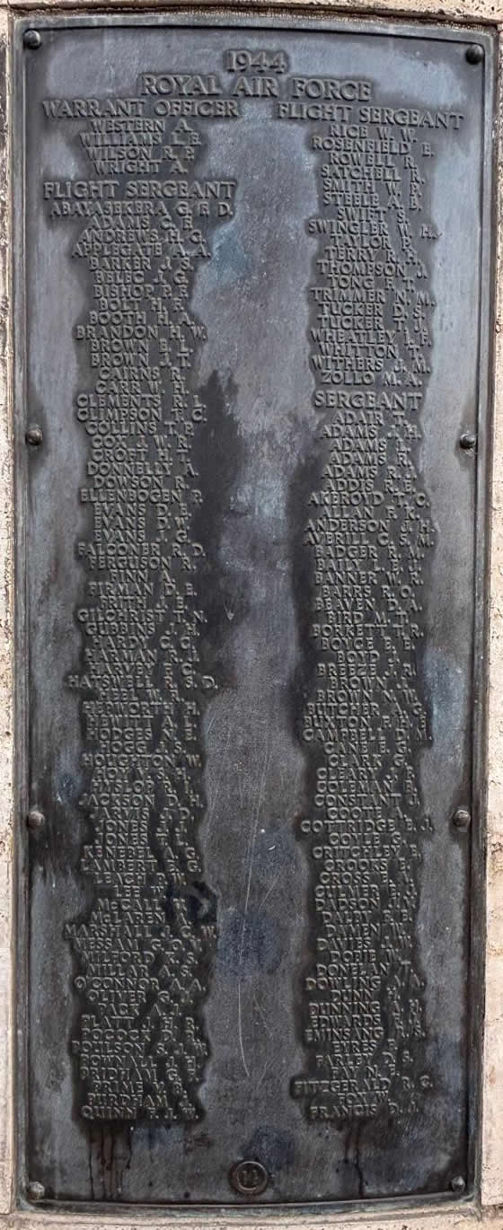 Malta Memorial Bronze Plaque 1 RAF Airmen 1944 casualties