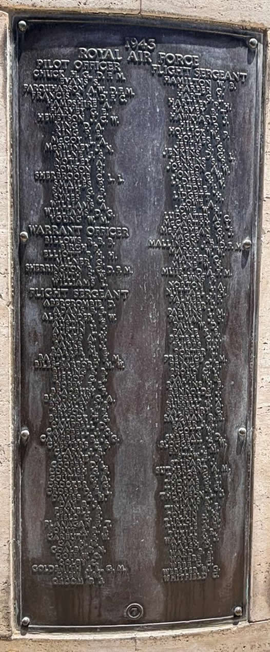 Malta Memorial Bronze Plaque 7 RAF Airmen 1943 casualties
