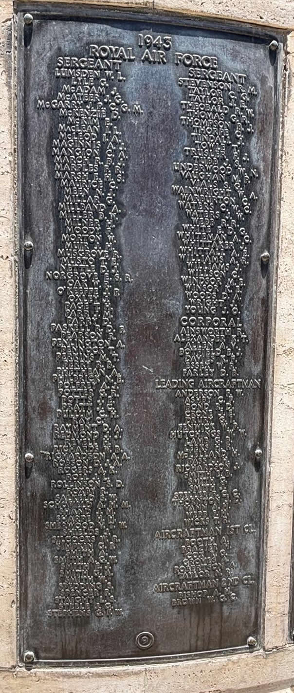Malta Memorial Bronze Plaque 9 RAF Airmen 1943 casualties