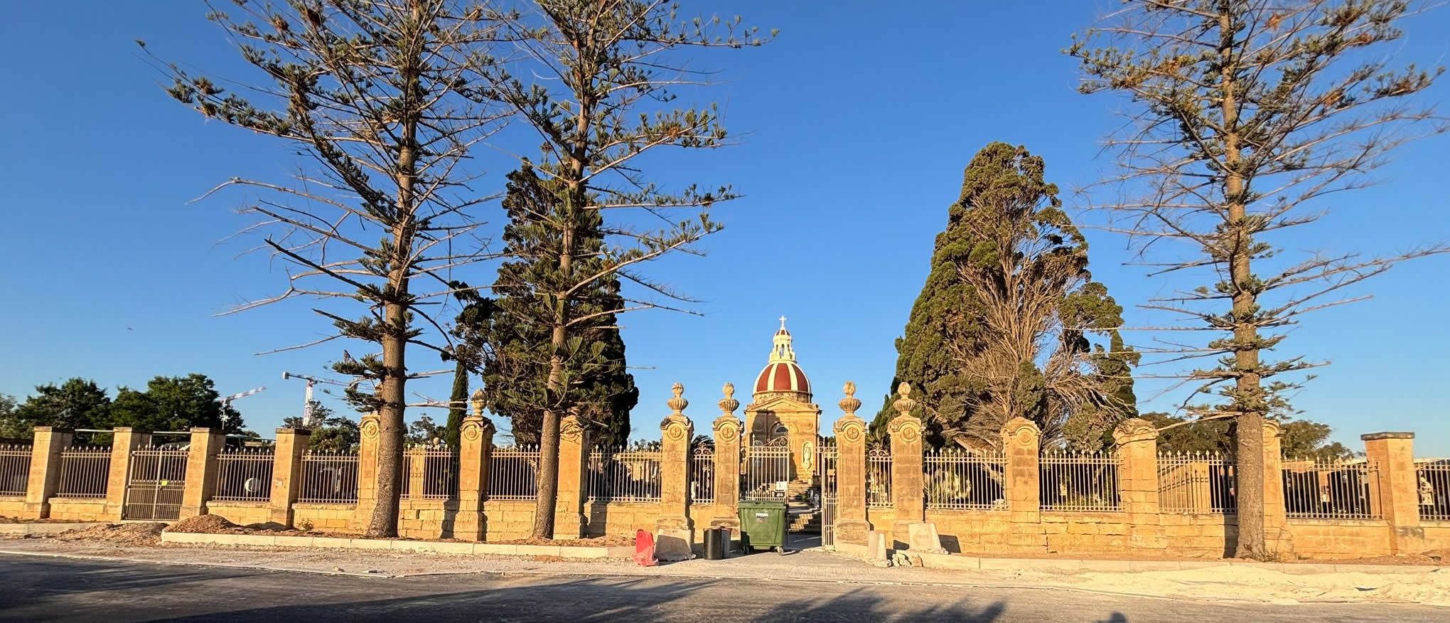 Historic entrance and funerary architecture at Luqa Cemetery in Luqa Malta