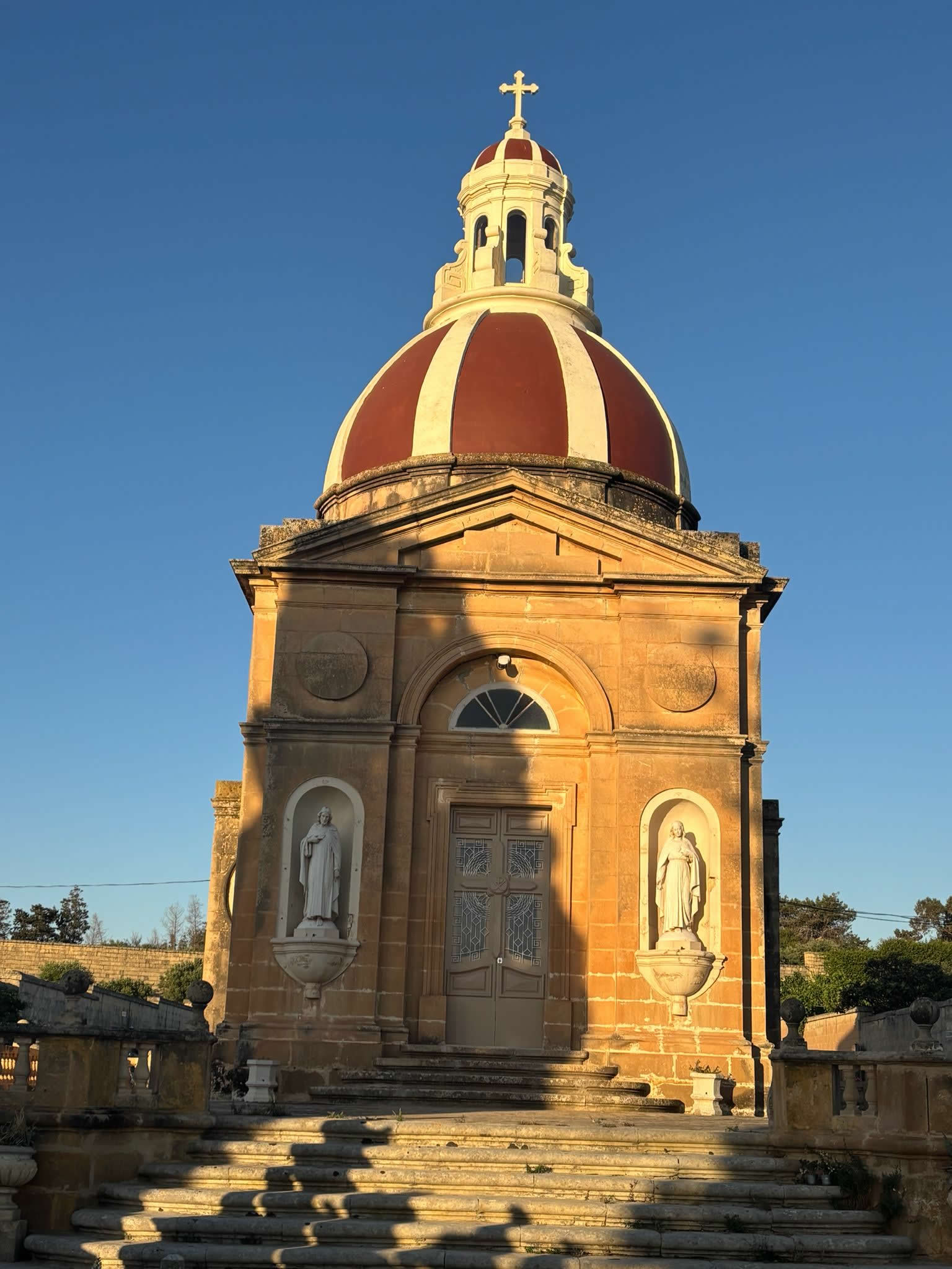 Historic entrance and funerary architecture at Luqa Cemetery in Luqa Malta