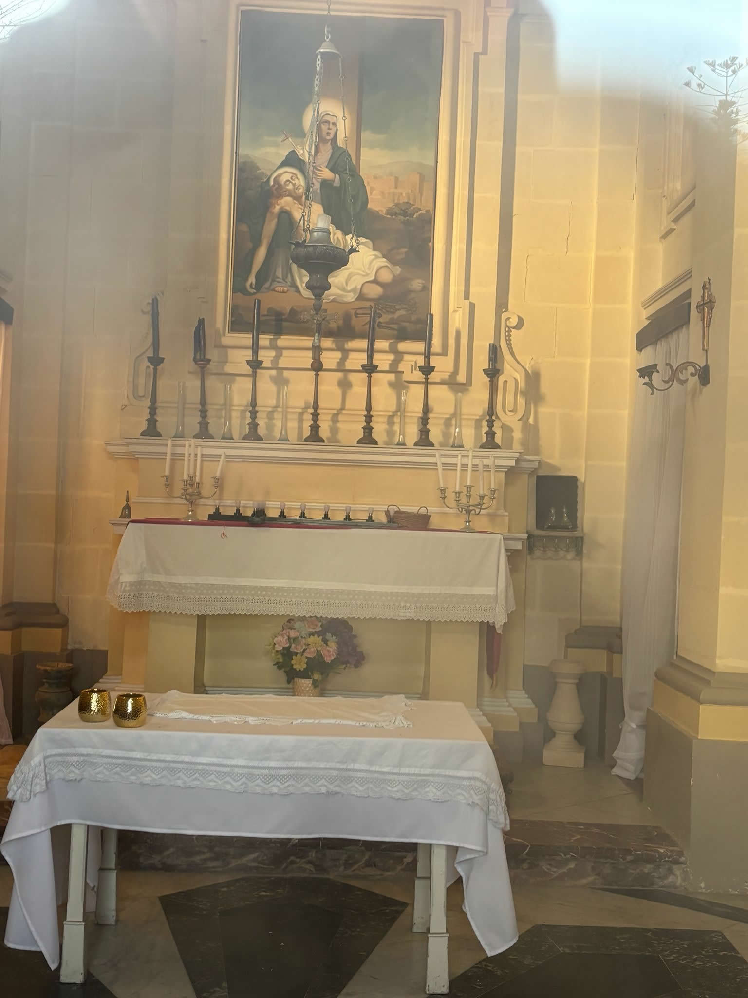 Historic entrance and funerary architecture at Luqa Cemetery in Luqa Malta