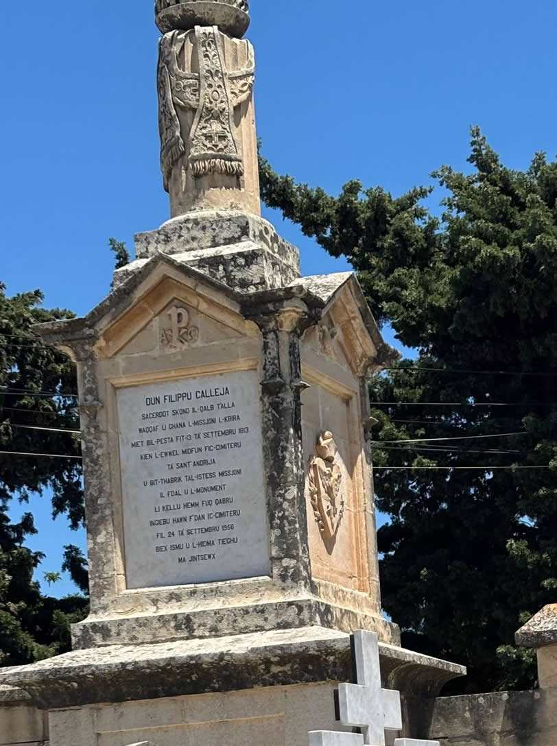 The Dun Filippu Calleja 1813 plague translation monument