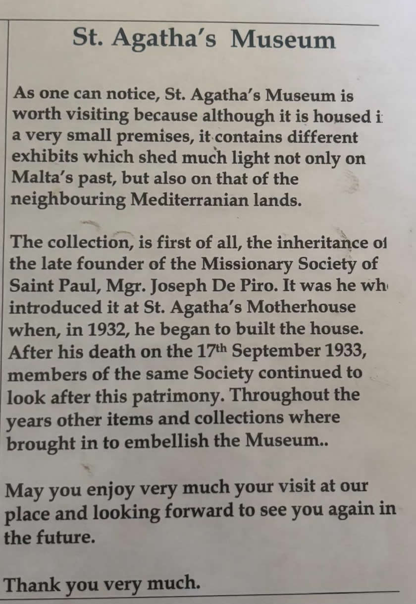 St Agatha Museum Rabat Malta
