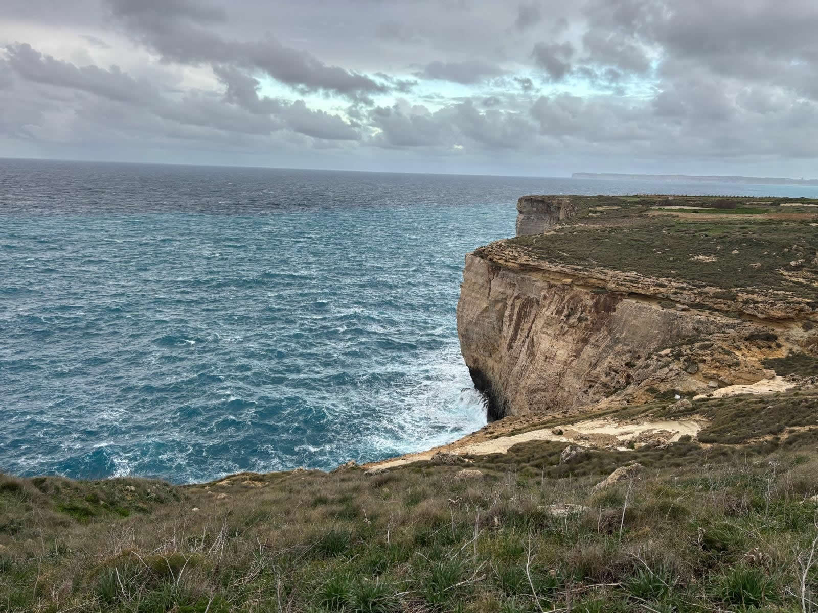 Coastal rock formations at Blata tal-Melħ near Baħrija, Malta