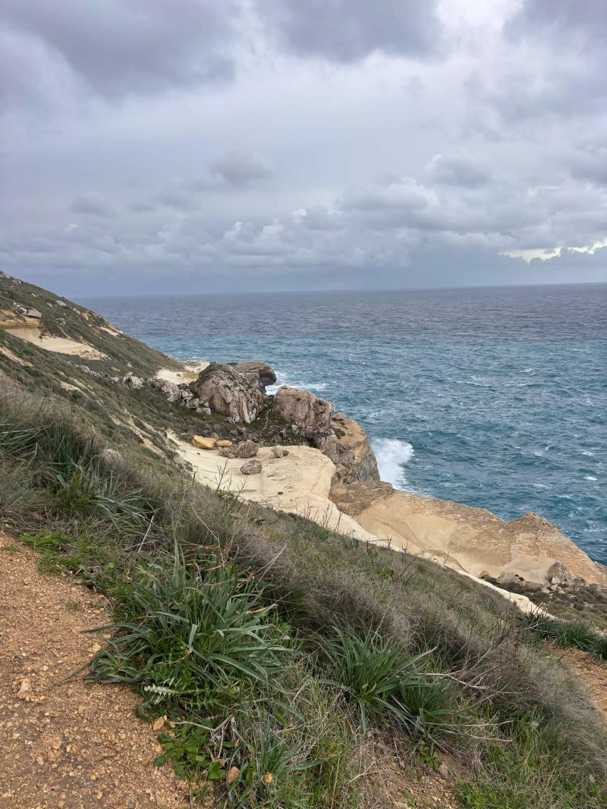 Coastal rock formations at Blata tal-Melħ near Baħrija, Malta