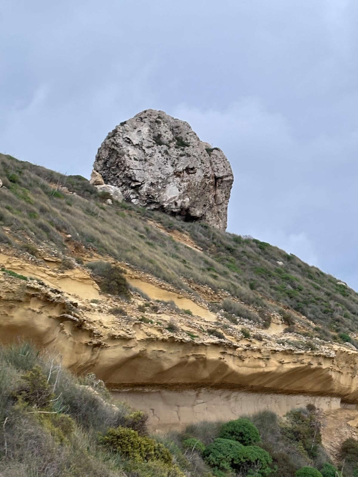 Coastal rock formations at Blata tal-Melħ near Baħrija, Malta