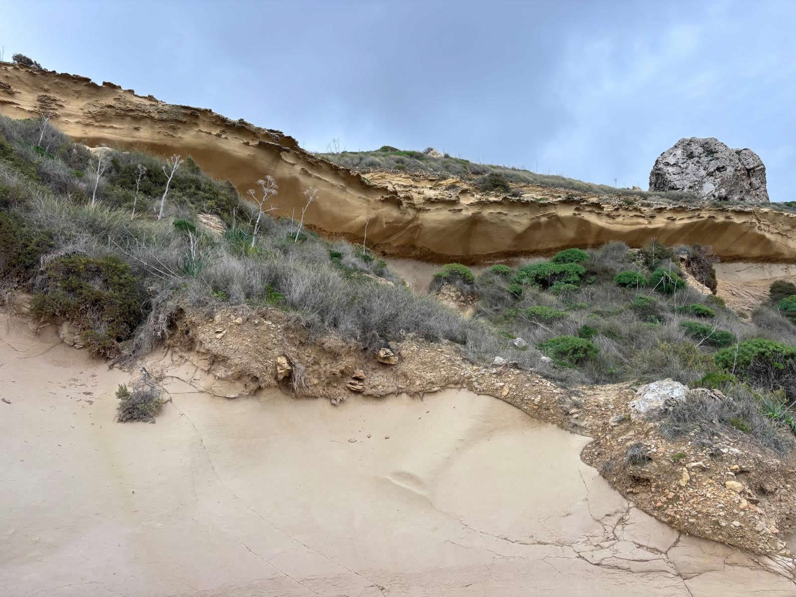 Coastal rock formations at Blata tal-Melħ near Baħrija, Malta