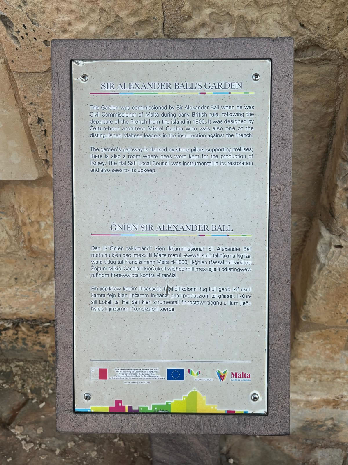 Sir Alexander Ball’s Garden, Ħal Safi 