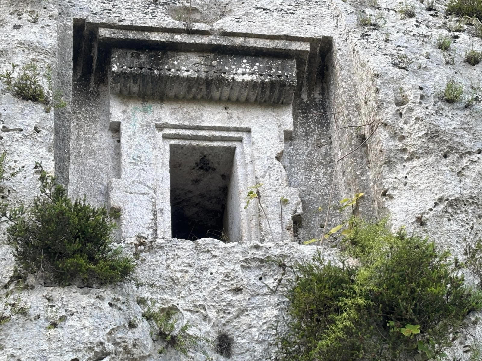 The rock-cut façade of the Tomb of the English Lady at Wied Qirda