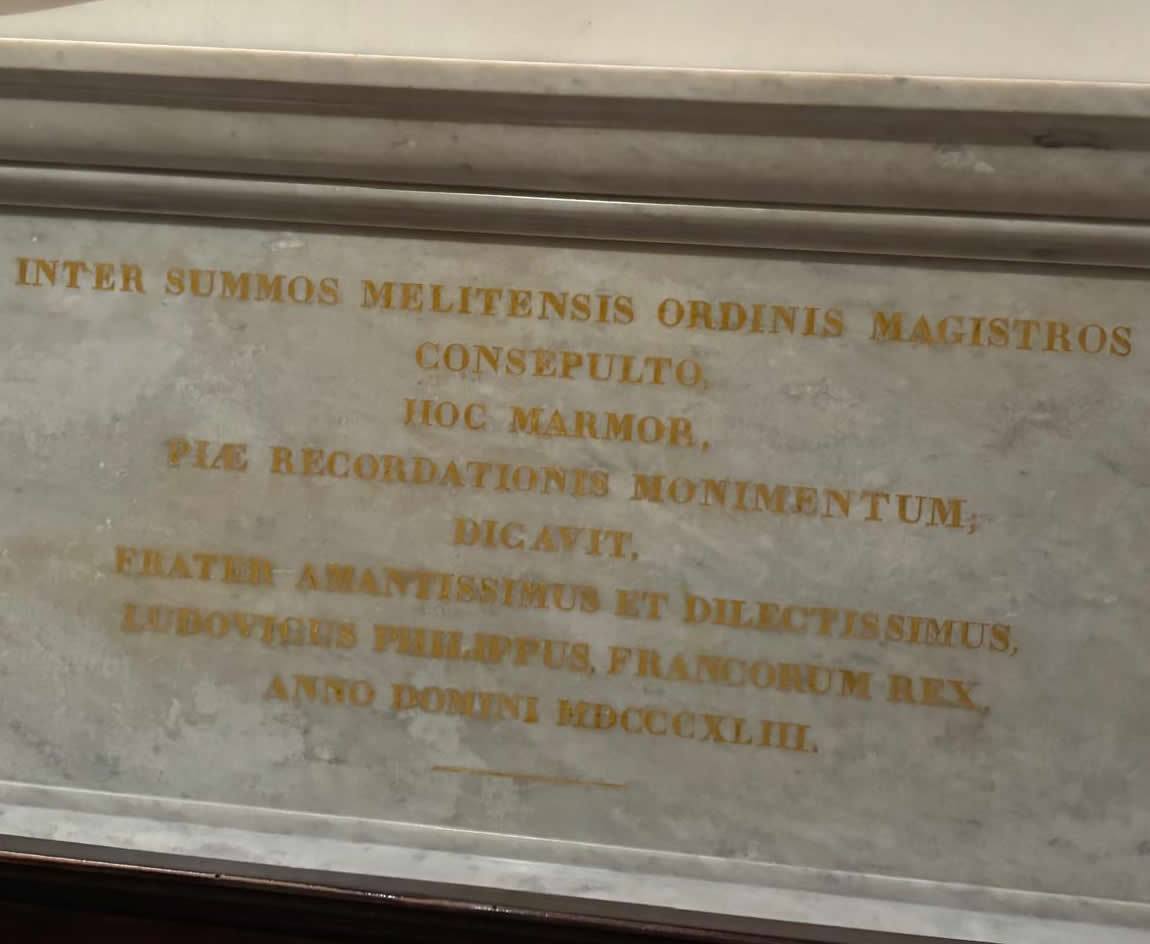 Monument to Count of Beaujolais Louis-Charles d’Orléans in St John's Co Cathedral Malta