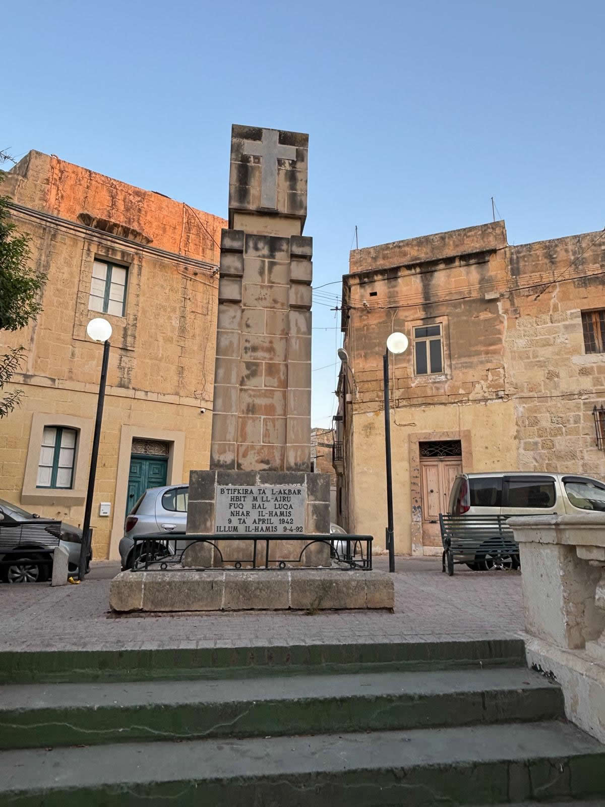 Overall view of the Luqa War Memorial commemorating the 9 April 1942 air raid