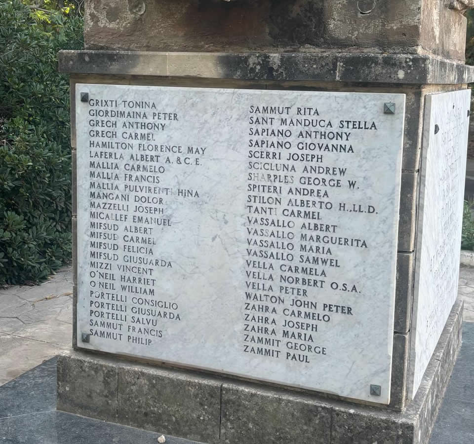 Rabat WWII Casualty Plaque Part 2 - Names G to Z