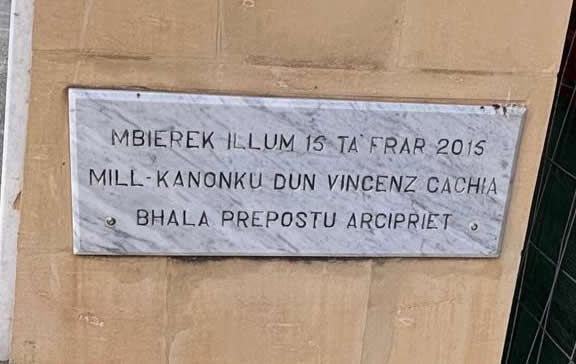 Birkirkara War Memorial Side Blessing Plaque 2015