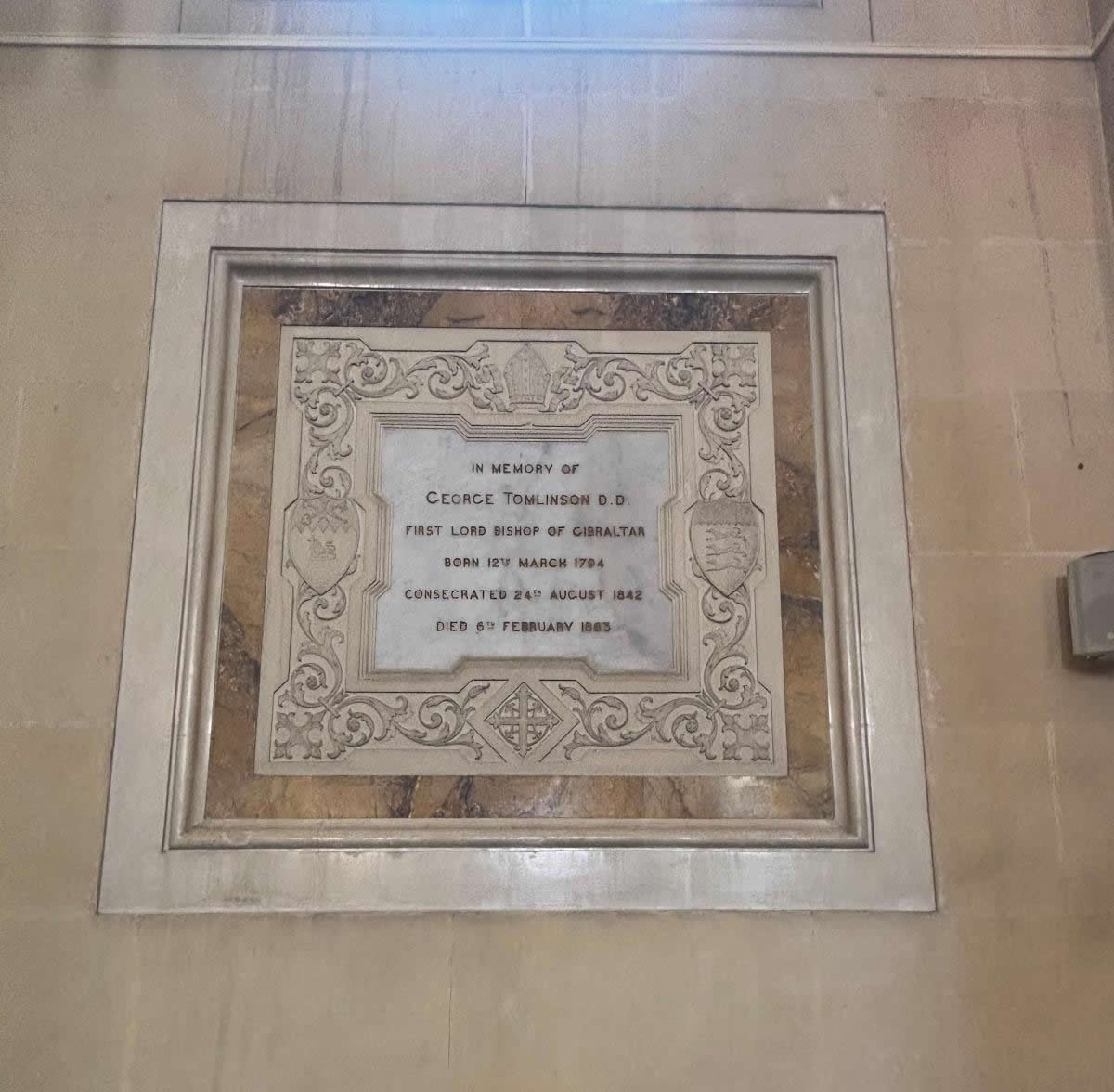 George Tomlinson marble memorial St Paul's Pro-Cathedral