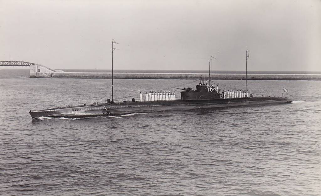 Royal Hellenic Navy submarine Glaukos (Y6) operating during the Second World War