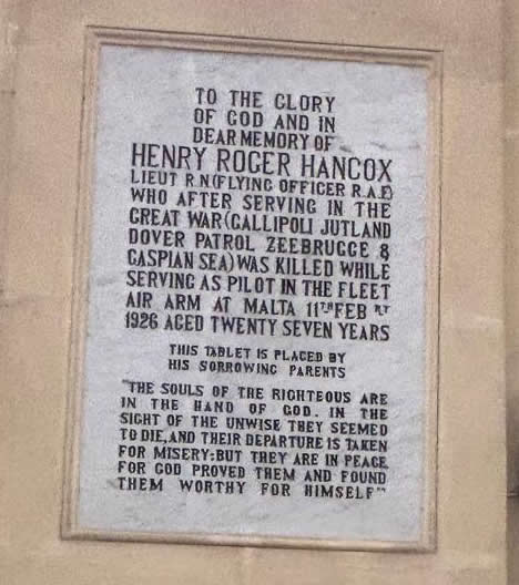 Henry Roger Hancox memorial at St Paul's Pro-Cathedral