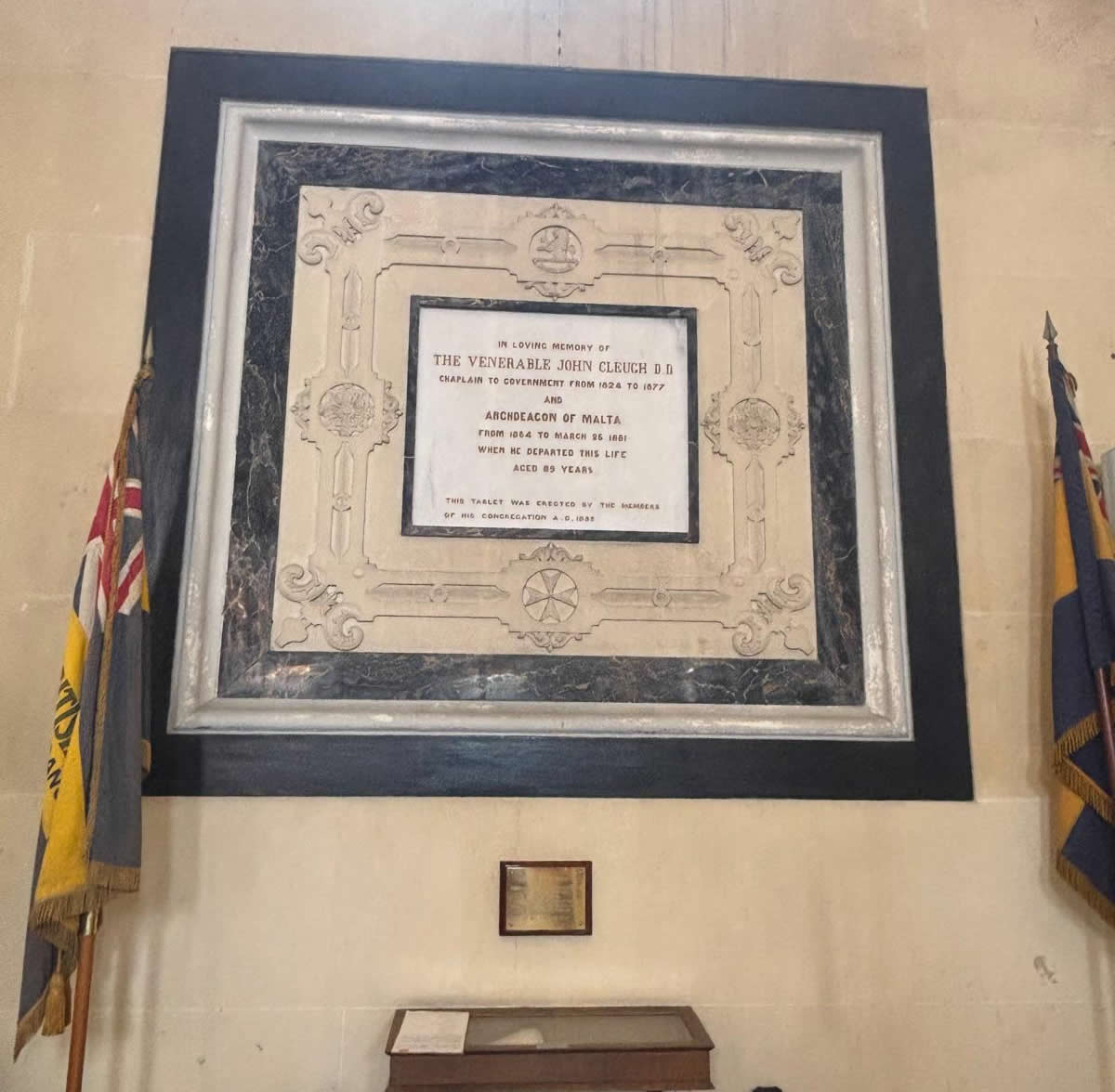 John Cleugh marble memorial St Paul's Pro-Cathedral Valletta