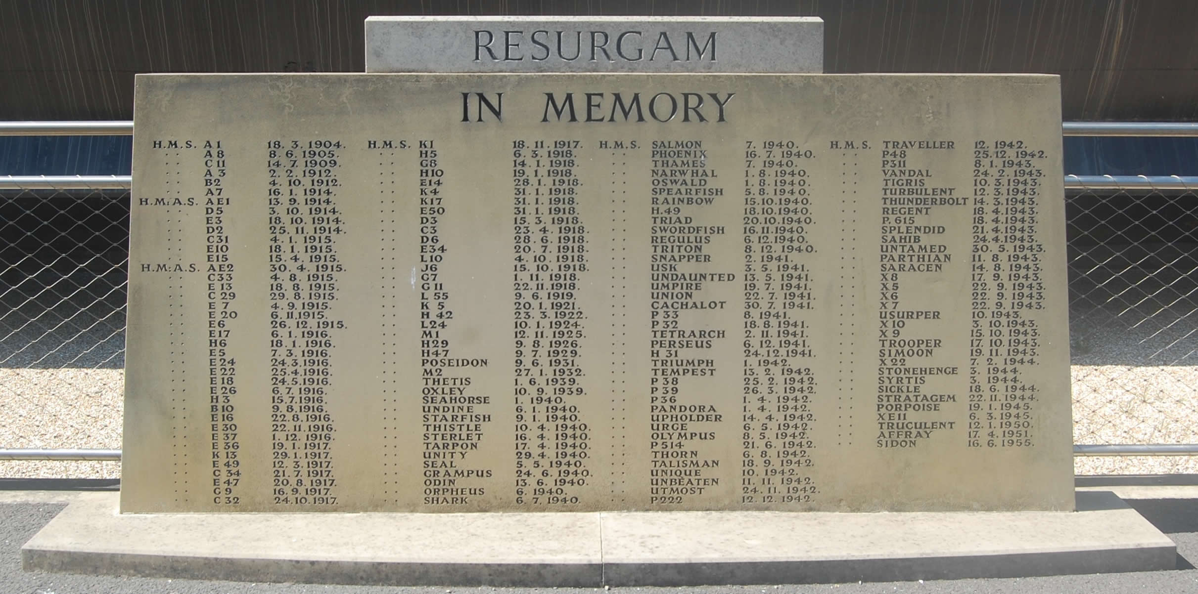 Resurgam Submarine Memorial at RN Submarine Museum Gosport