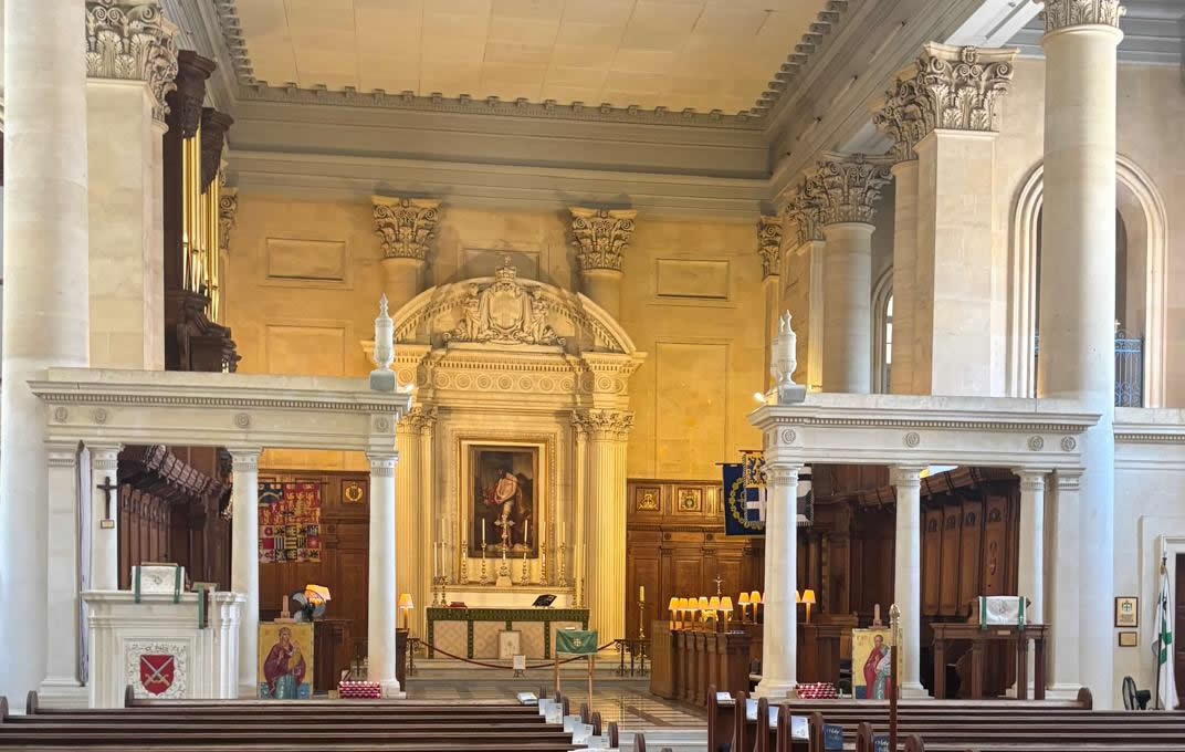 Military memorial panels surrounding the sanctuary of St Paul's Pro-Cathedral, Valletta