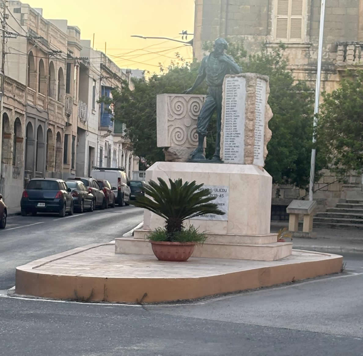 Tarxien War Memorial Malta, overall view of the World War II memorial commemorating Tarxien war victims 1939–1945